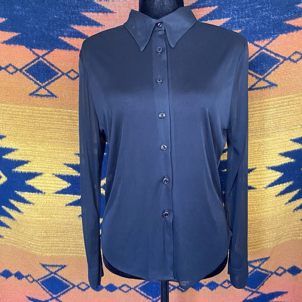 Vintage 90’s Eleven Sheer Black Button Up Collared Blouse! S/M. Whimsygoth. USA.